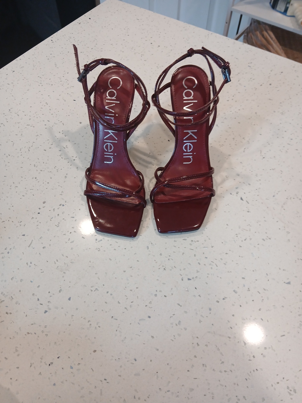 Calvin Klein Women's 7.5M Maroon Color Tegin Strappy Dress High Heel Sandals